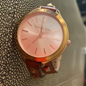 Michael Kors | Genuine Leather Studded Double-Wrap Watch